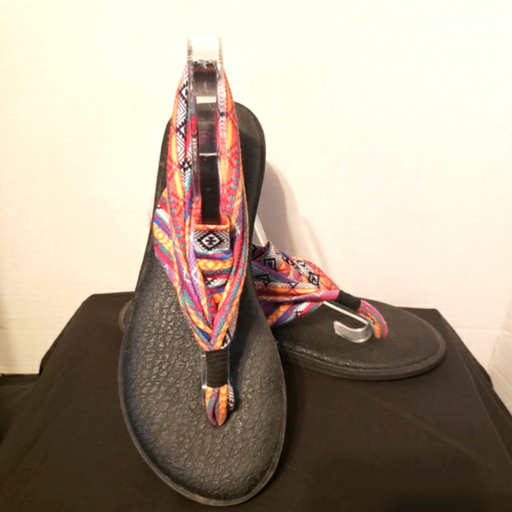 Sanuk Size 8 Orange Purple Multi Yoga Sling 2 Sandals SWS10535.
